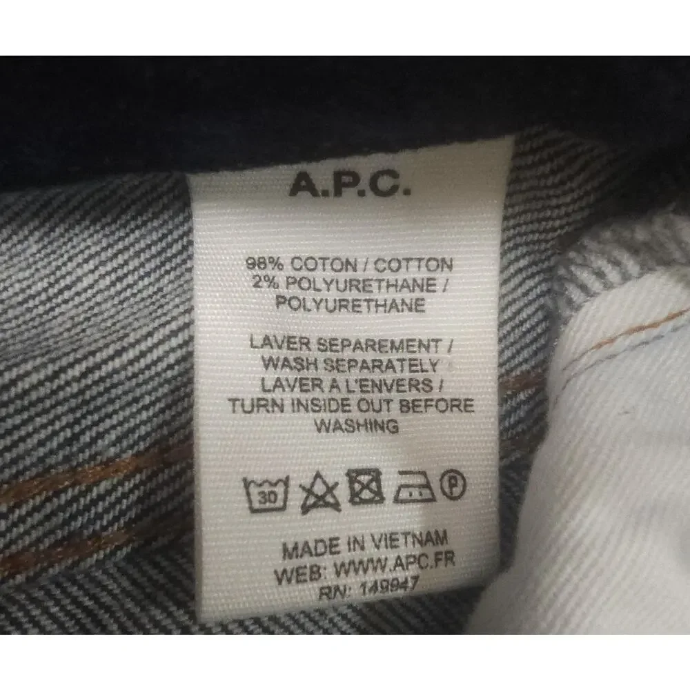 A.P.C Martin Jeans Men’s Straight Leg Tapered Flap Hems Denim 27/26